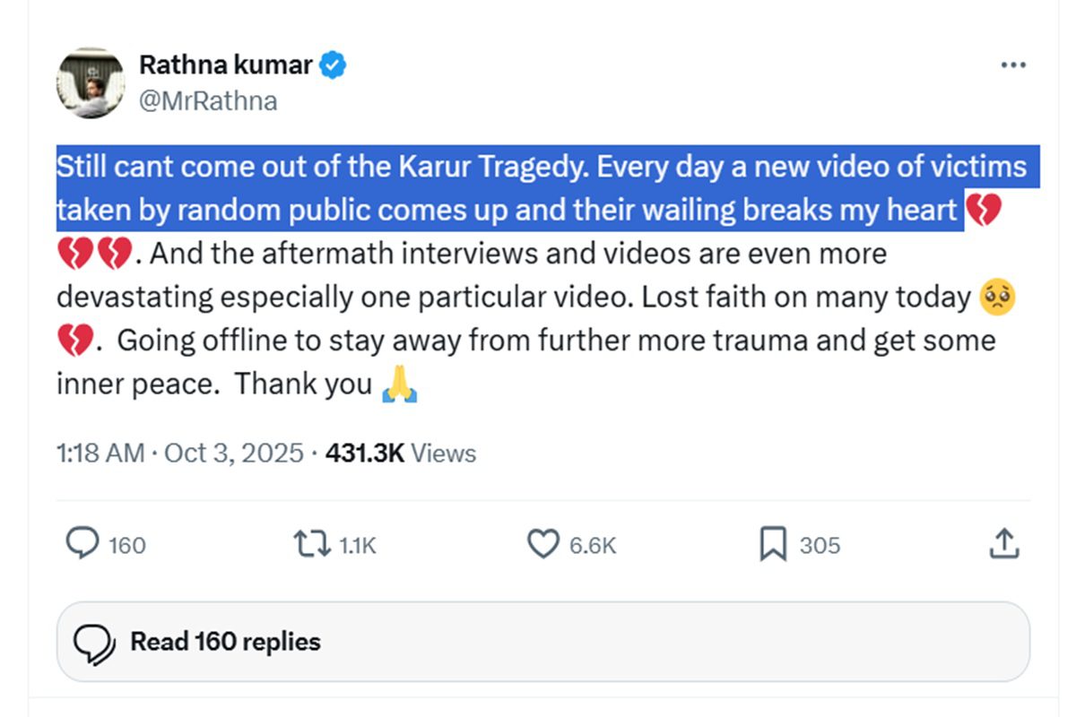 அதிர்ச்சி: கரூர் துயரம்… மன அமைதிக்காக ‘ஆஃப்லைன்’ சென்ற பிரபல இயக்குநர்!